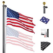 DIY 30 ft Aluminum Sectional Flagpole Kit with American Flag