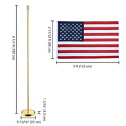 DIY Set(2) 6ft Indoor Flag Poles with Stand (Ball Eagle Optional)