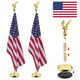 DIY Set(2) 6ft Indoor Flag Poles with Stand (Ball Eagle Optional)