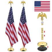 DIY Set(2) 6ft Indoor Flag Poles with Stand (Ball Eagle Optional)