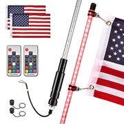 DIY 3ft Whip Lights Set(2) RGB LED Flagpole Remote