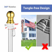 DIY 10ft Residential Flagpole Kit Sectional Aluminum Pole