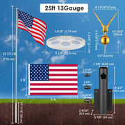 DIY Aluminum Flag Pole Kit Luxury Eagle, Solar Light & Dock Mount