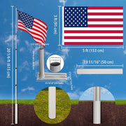 20 ft Aluminum Telescoping Flag Pole Kit with Tailgating