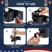DIY Vertical Mount for Flagpole to Dock Holds 1" to 2 3/8" Pole/Pipe
