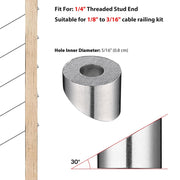 DIY Cable Railing Hardware 30° Beveled Washers D1/8"-3/16" 30ct/Pack