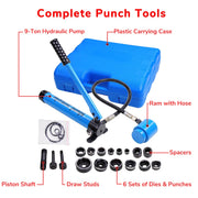 DIY 9-Ton Hydraulic Punch Driver Tool Kit w/ 6 Dies Blue