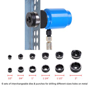 DIY 9-Ton Hydraulic Punch Driver Tool Kit w/ 6 Dies Blue