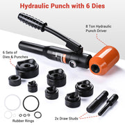 DIY 8 Ton Hydraulic Metal Hole Punch Tool 1/2 to 2in Knockout Set