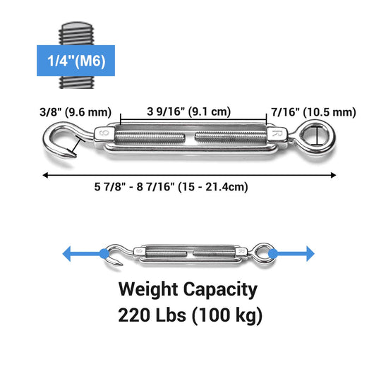 DIY Cable Turnbuckles Hook & Eye 304Stainless