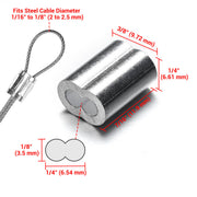 DIY 2-2.5mm Wire Rope Ferrule Aluminum Oval Sleeves 100ct.