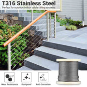 DIY Stainless Steel Cable Railing Marine Grade T316 7x7 1/8"