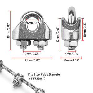 DIY Wire Rope Clip Stainless Steel Cable Fasteners 18ct.