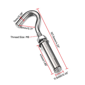 DIY J-hook Sleeve Anchors for Concrete 304 Stainless Steel 6ct.