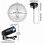 DIY 16" Commercial Disco Mirror Ball with Motor & 8x RGBW Spotlights