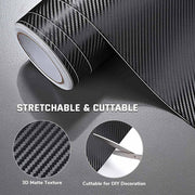 DIY Car Vinyl Wrap 3D Matte Black Carbon Fiber Roll 100ft, 50ft Options