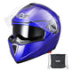 Full Face Dual Visors DOT Flip Up Motor Helmet Blue M L XL