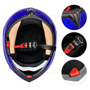 Full Face Dual Visors DOT Flip Up Motor Helmet Blue M L XL