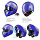 Full Face Dual Visors DOT Flip Up Motor Helmet Blue M L XL