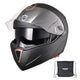 Full Face Dual Visors DOT Flip Up Motor Helmet Matte Black M L XL