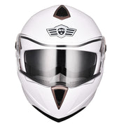 Full Face Dual Visors DOT Flip Up Motor Helmet White M L XL