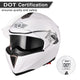 Full Face Dual Visors DOT Flip Up Motor Helmet White M L XL