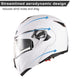 Full Face Dual Visors DOT Flip Up Motor Helmet White M L XL