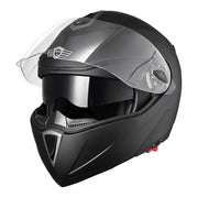 Full Face Dual Visors DOT Flip Up Motor Helmet Matte Black M L XL