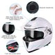 Full Face Dual Visors DOT Flip Up Motor Helmet White M L XL