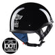 1/2 Open Face Motorcycle Helmet DOT Glossy Black S M L XL Opt