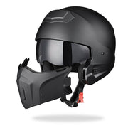 Open Face Visor DOT Motor Helmet Black