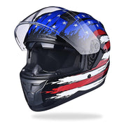 Full Face US Flag Helmet with Dual Visor DOT