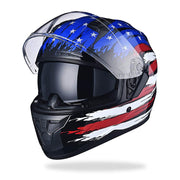 DIY Full Face US Flag Helmet with Dual Visor DOT