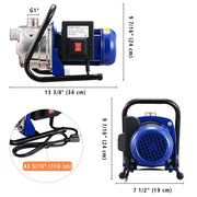 DIY 1.6HP Electric Water Pump Sump Pump Stainless Steel 814gph