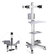 DIY Mobile Workstation Cart Computer Workstation 2-Monitor