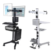 DIY Mobile Workstation Cart Computer Workstation 2-Monitor