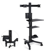 DIY Mobile Workstation Cart Computer Workstation 2-Monitor