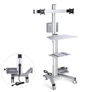 DIY Mobile Workstation Cart Computer Workstation 2-Monitor