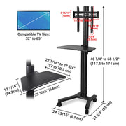 DIY Heavy Duty Rolling TV Stand Mounts 32-65in Screen Adjustable Height