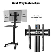 DIY Heavy Duty Rolling TV Stand Mounts 32-65in Screen Adjustable Height