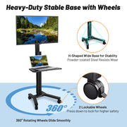 DIY Heavy Duty Rolling TV Stand Mounts 32-65in Screen Adjustable Height