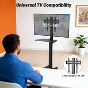 DIY Heavy Duty Rolling TV Stand Mounts 32-65in Screen Adjustable Height
