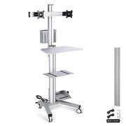 DIY Mobile Workstation Cart Computer Workstation 2-Monitor