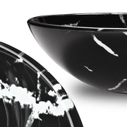 DIY Round Black Vessel Sink Tempered Glass Marble Pattern