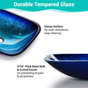 DIY 20x15 inch Glass Vessel Sink & Waterfall Faucet Blue