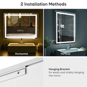 Frameless Bathroom Mirror with Lights Touch Switch 32x24