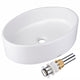 Aquaterior Oval Vessel Bathroom Porcelain Sink w/ Drain