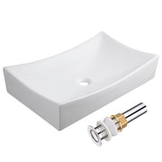 DIY XL Rectangle Vessel Bathroom Porcelain Sink w/ Drain