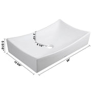 DIY XL Rectangle Vessel Bathroom Porcelain Sink w/ Drain