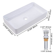 DIY Aquaterior Rectangle Vessel Sink w/ Pop Up Drain 23x13"
